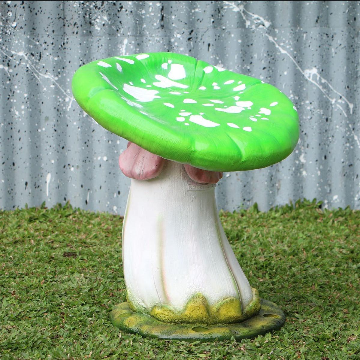 Green Slanted Mushroom Stool Statue