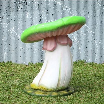 Green Slanted Mushroom Stool Statue