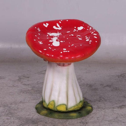 Red Slanted Mushroom Stool Statue