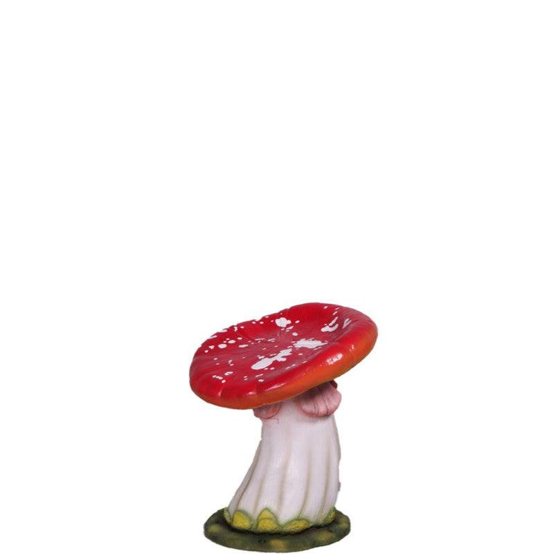 Red Slanted Mushroom Stool Statue - LM Treasures Prop Rentals 