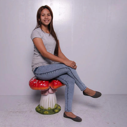 Red Split Mushroom Stool Statue