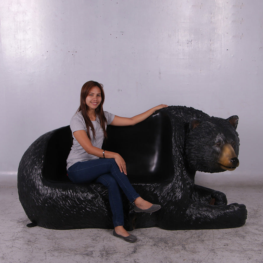 Black Bear Bench Statue