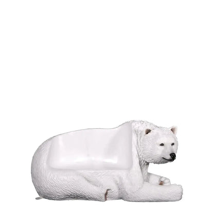 Laying Polar Bear Bench Statue A0891G-160017-H