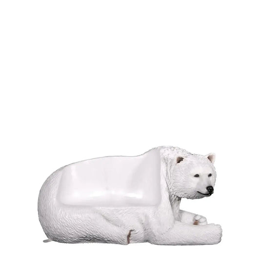 Laying Polar Bear Bench Statue A0891G-160017-H