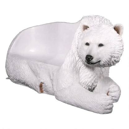 Laying Polar Bear Bench Statue A0891G-160017-H