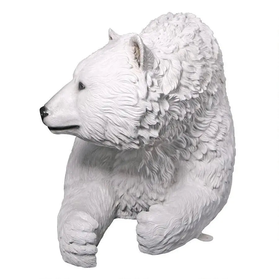 Laying Polar Bear Bench Statue A0891G-160017-H