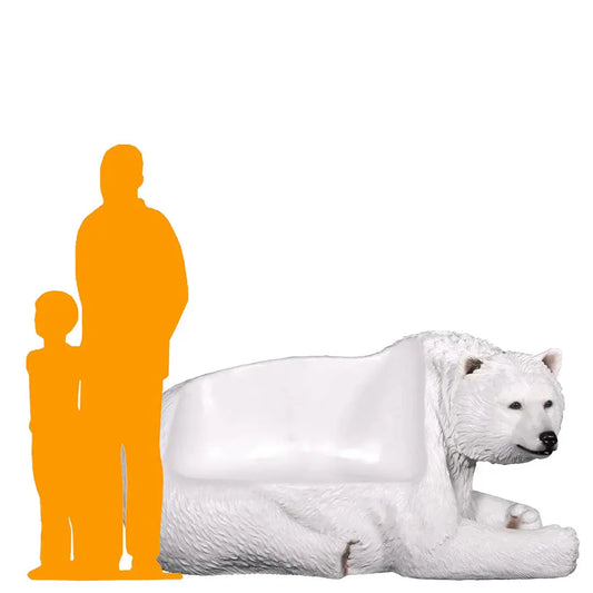 Laying Polar Bear Bench Statue A0891G-160017-H