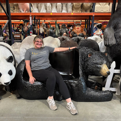 Black Bear Bench Statue A0891-160017-H