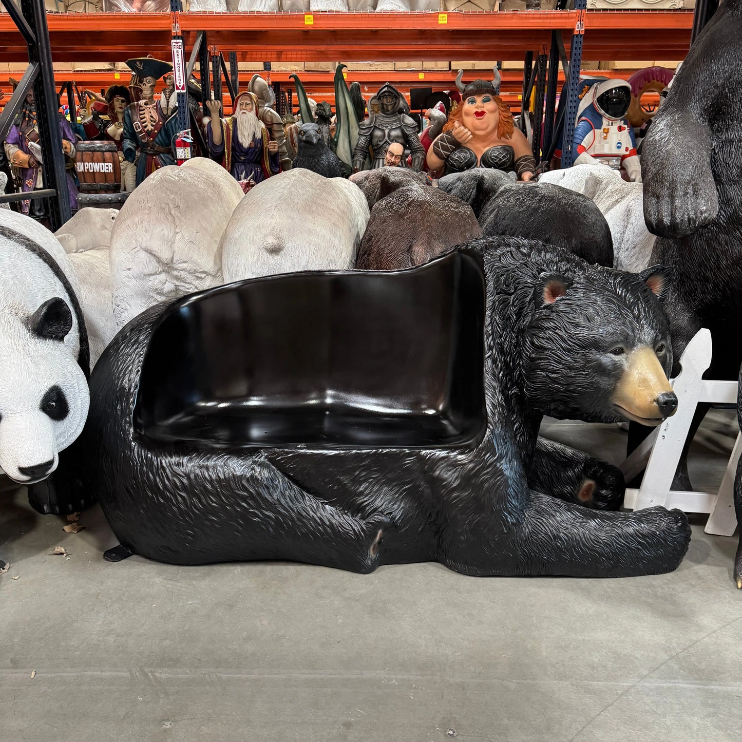 Black Bear Bench Statue A0891-160017-H