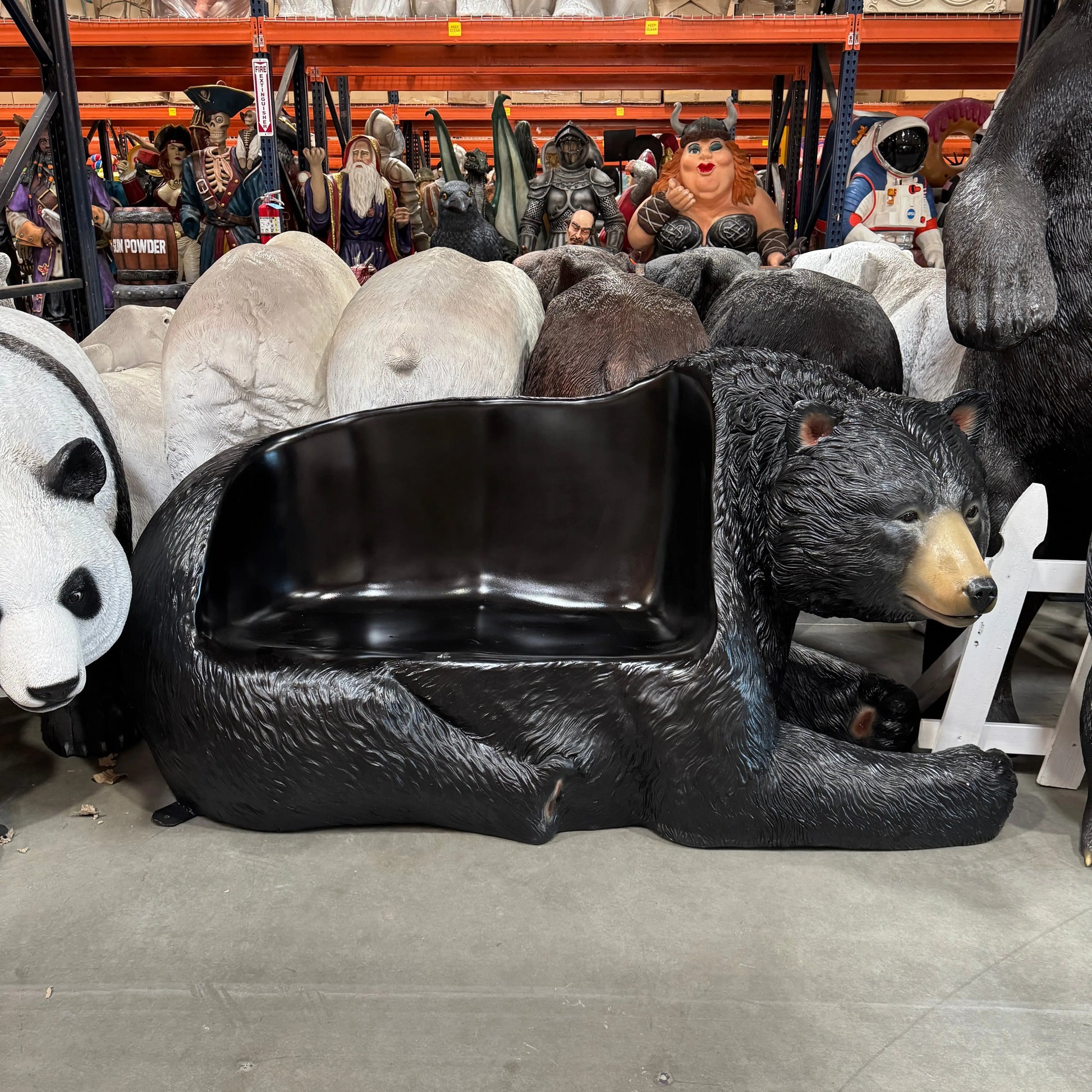 Black Bear Bench Statue A0891-160017-H