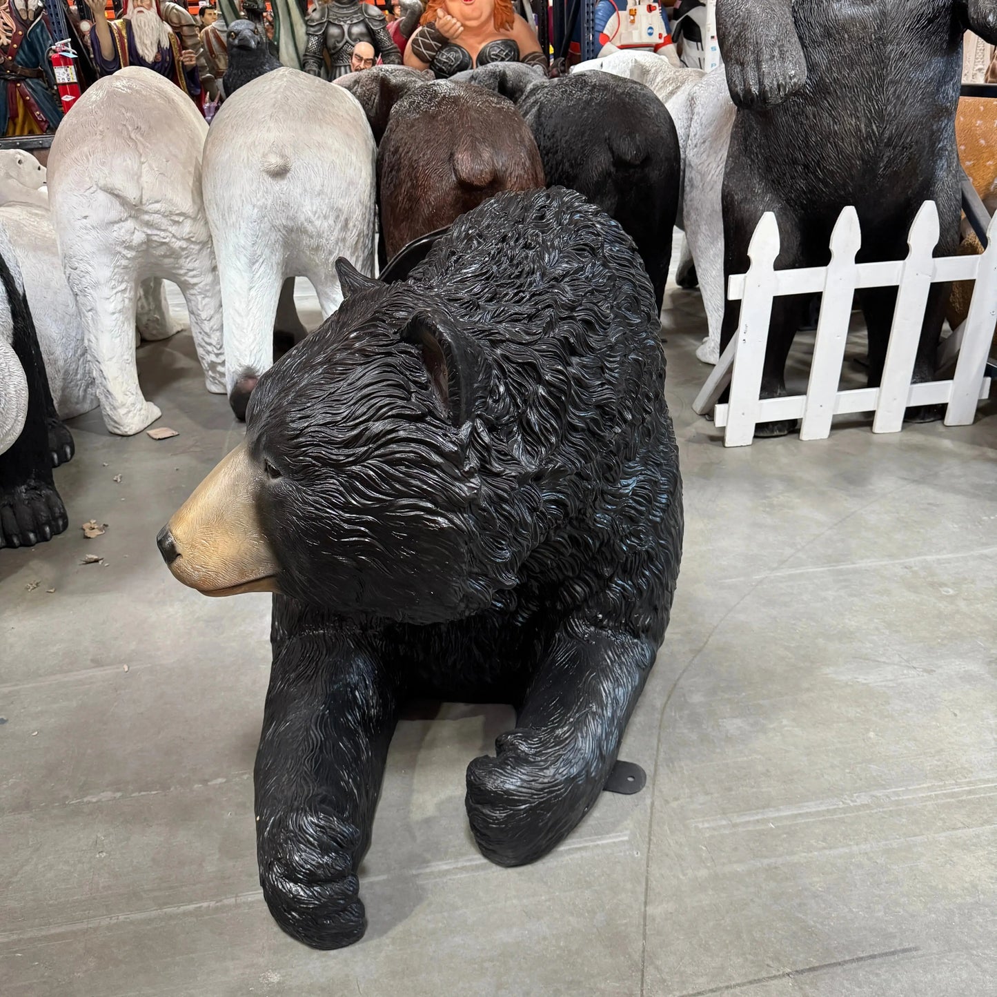 Black Bear Bench Statue A0891-160017-H