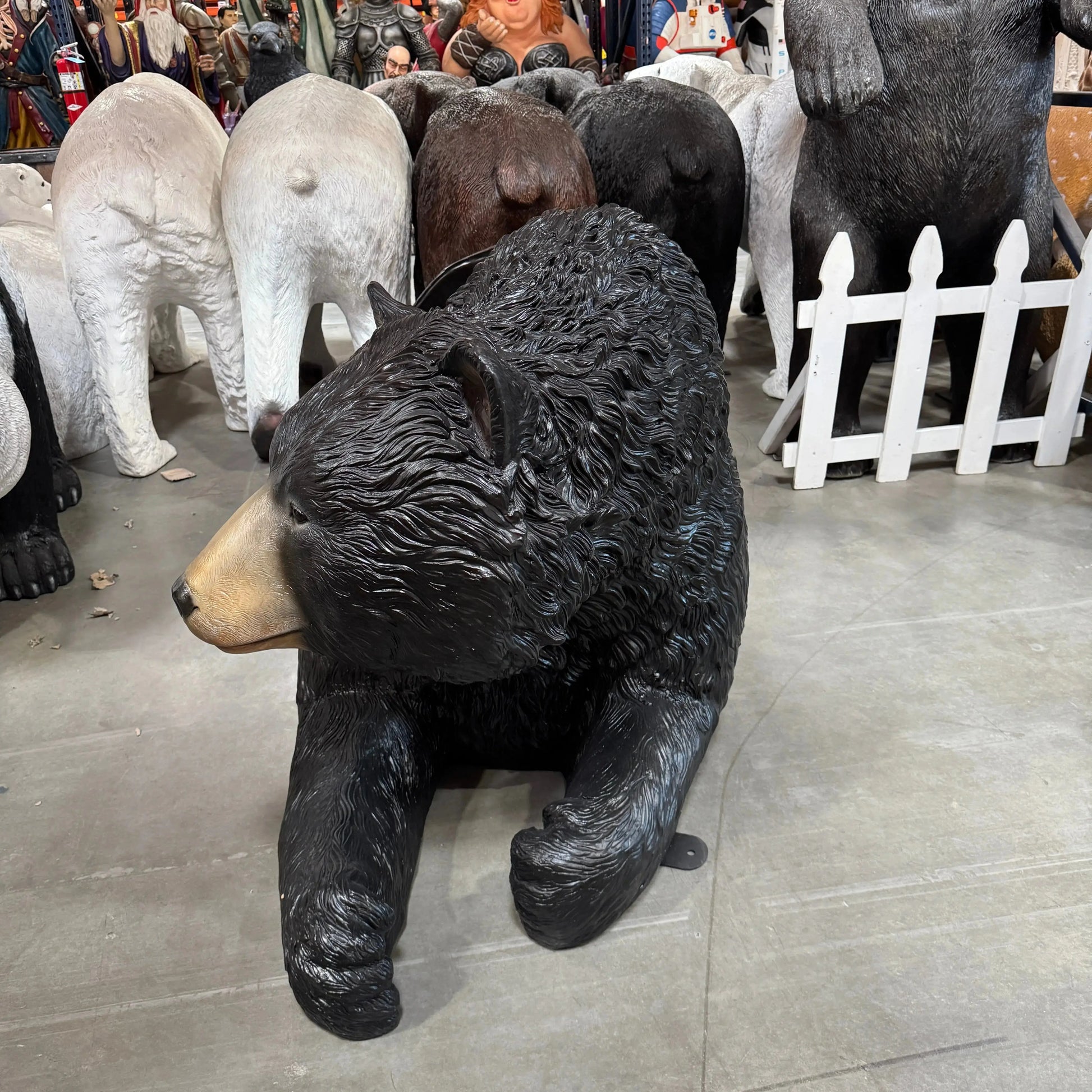 Black Bear Bench Statue A0891-160017-H