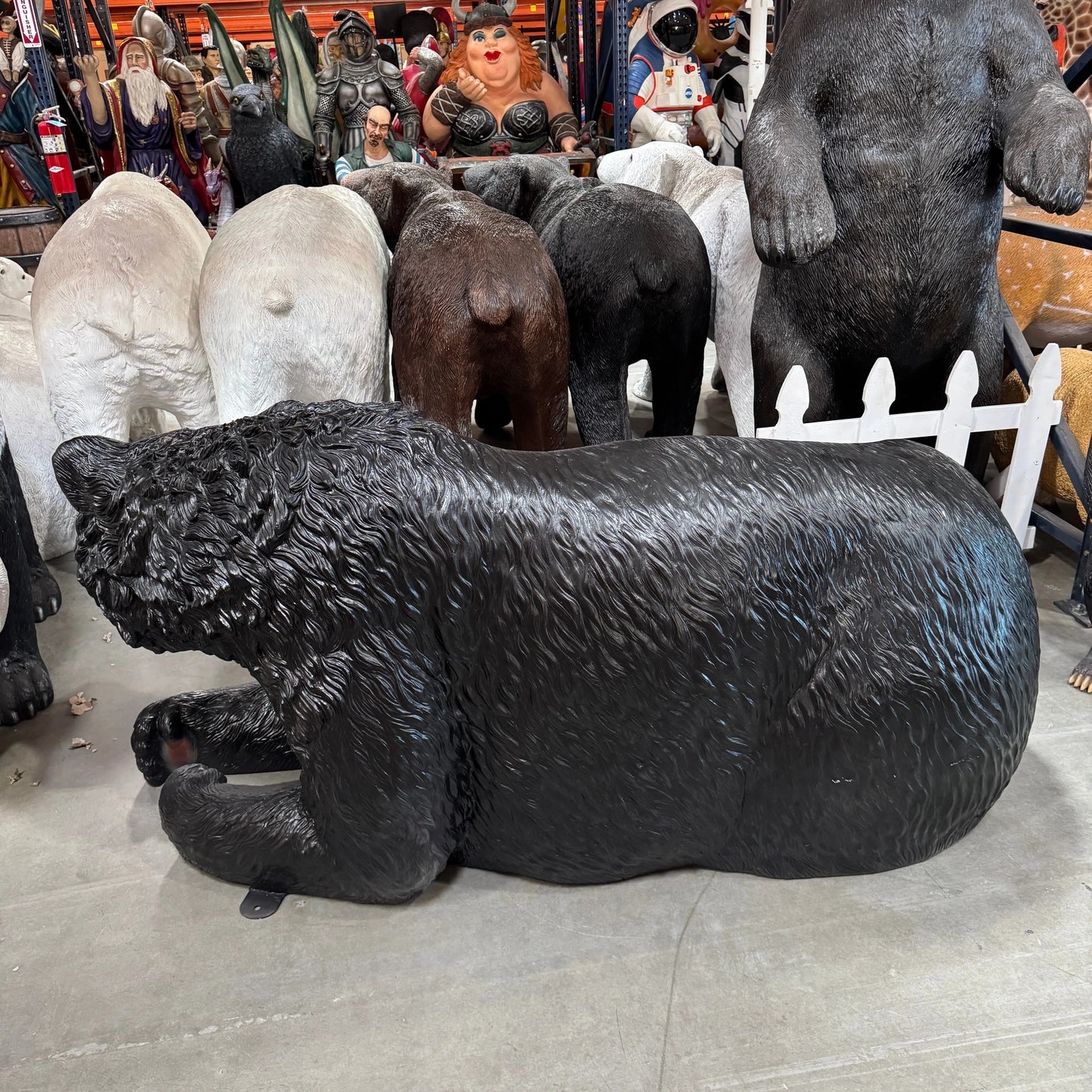 Black Bear Bench Statue A0891-160017-H