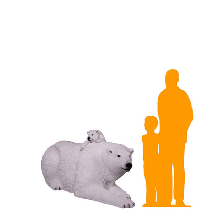 Polar Bear With Cub Statue