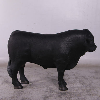 Black Young Angus Bull Looking Left Statue