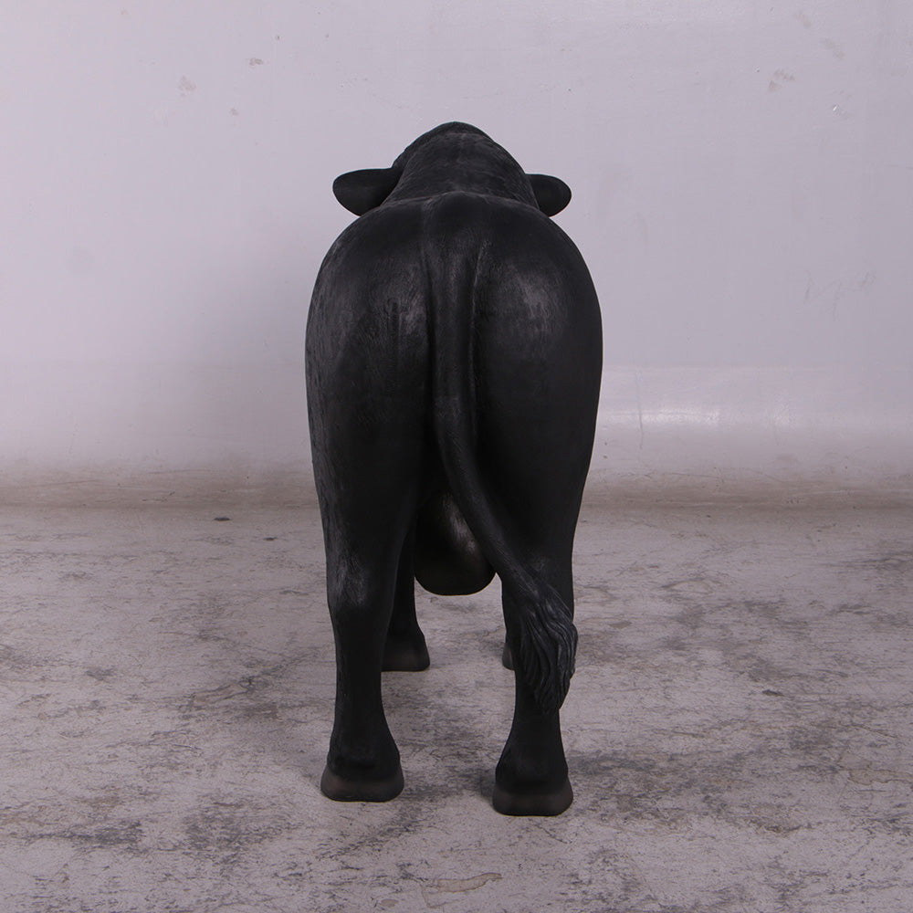 Black Young Angus Bull Looking Left Statue