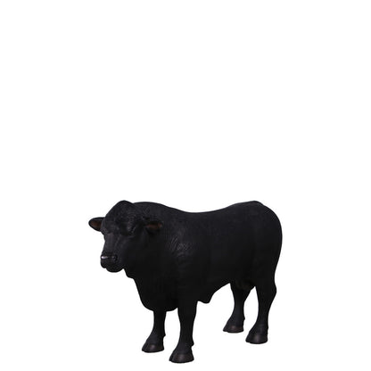 Black Young Angus Bull Looking Left Statue