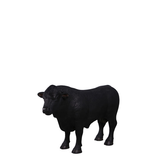 Black Young Angus Bull Looking Left Statue