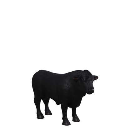Black Young Angus Bull Looking Right Statue