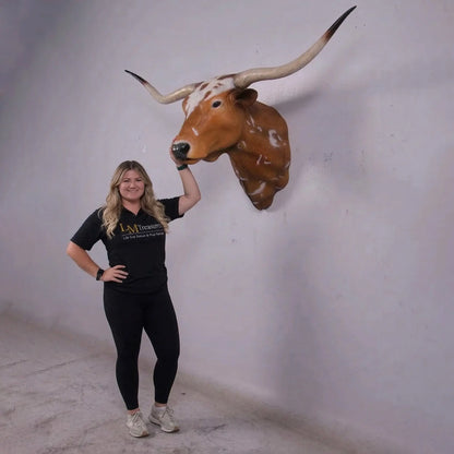 Texas Long Horn Head Life Size Statue A0542-160122-H