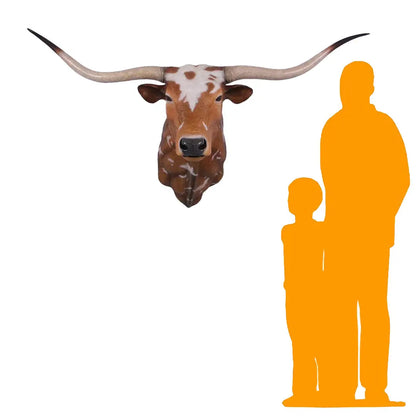 Texas Long Horn Head Life Size Statue A0542-160122-H