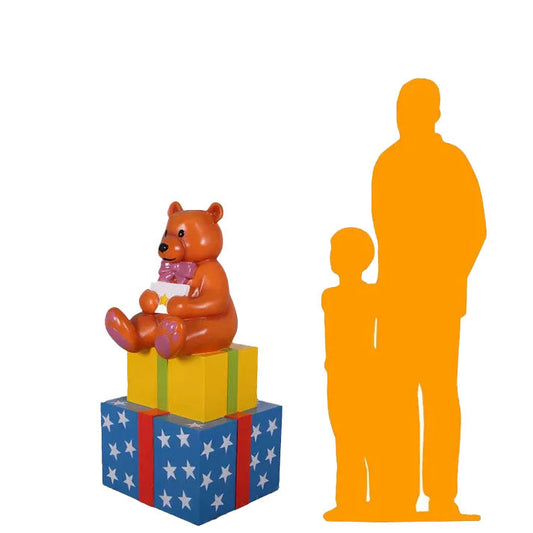 Presents with Bear Life Size Statue S0116-160125-H
