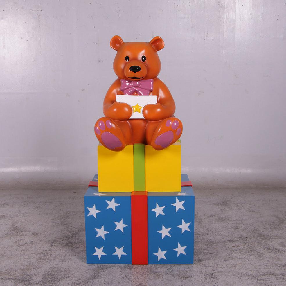 Presents with Bear Life Size Statue - LM Treasures Prop Rentals 
