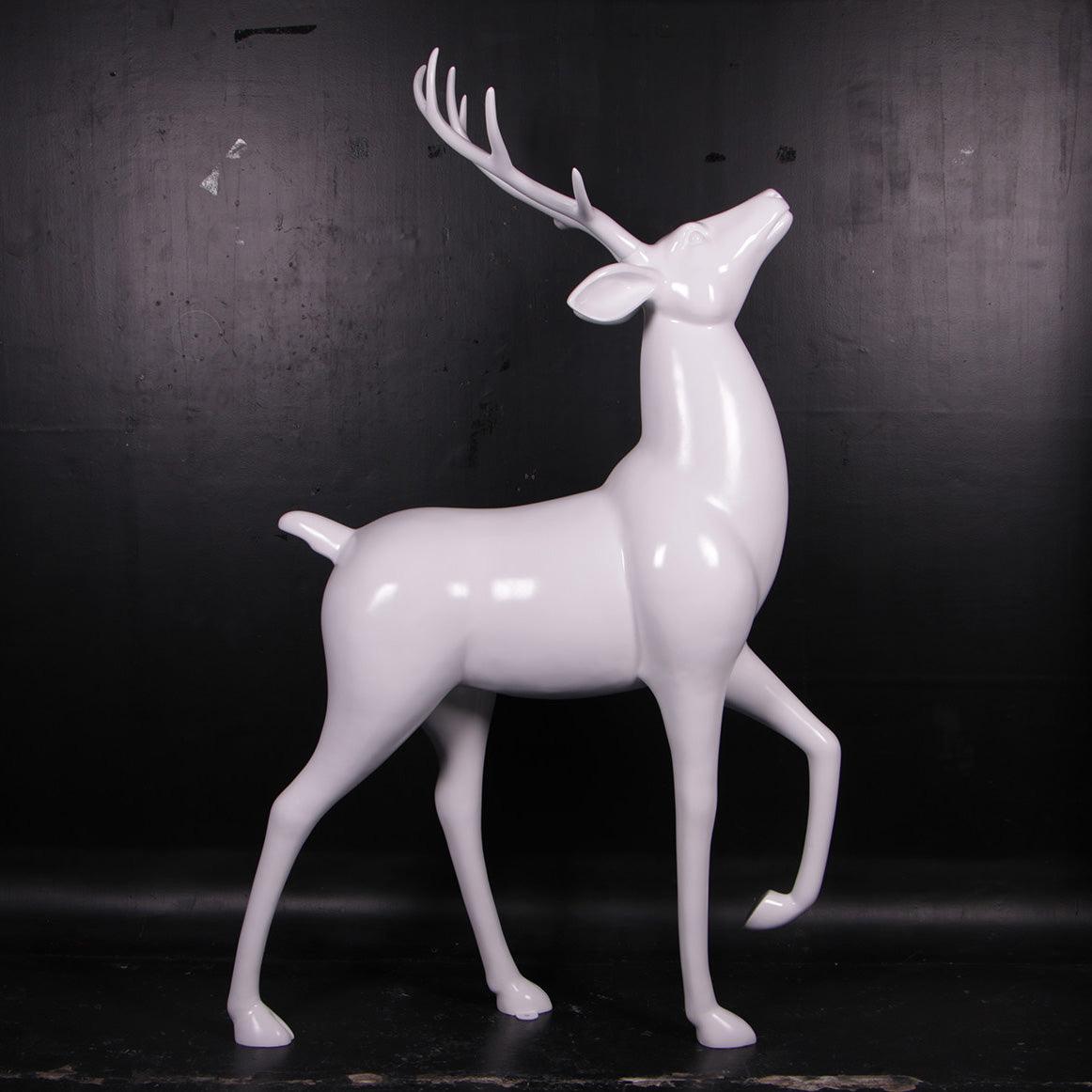 White Royal Stag Reindeer Statue - LM Treasures Prop Rentals 