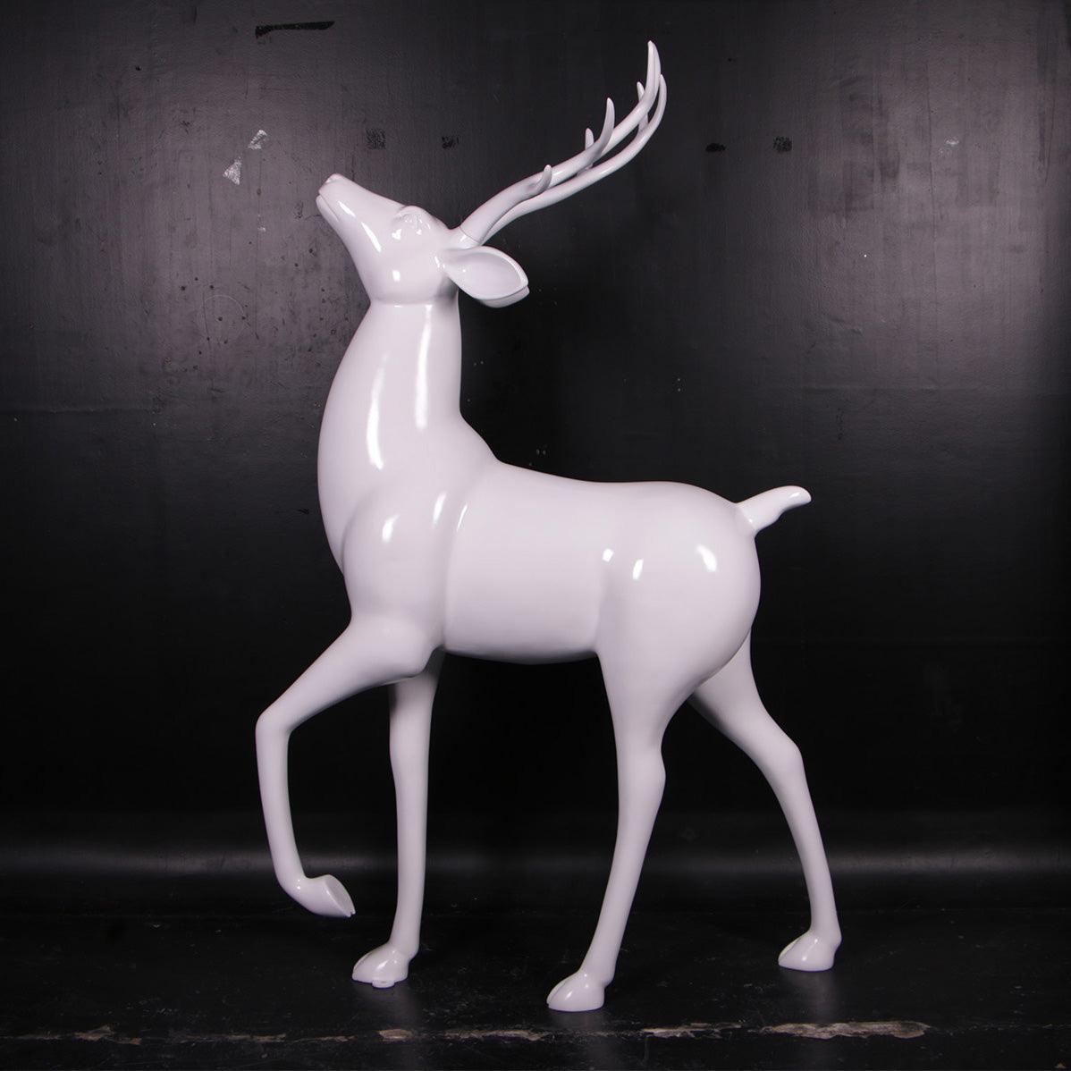 White Royal Stag Reindeer Statue - LM Treasures Prop Rentals 