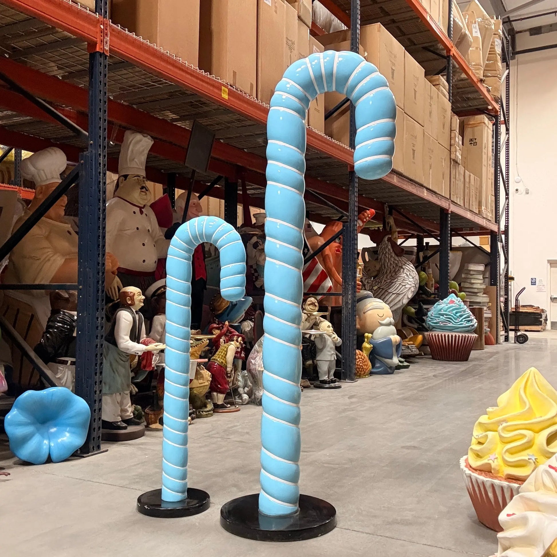Small Blue Cushion Candy Cane Statue S0094B-160216-H