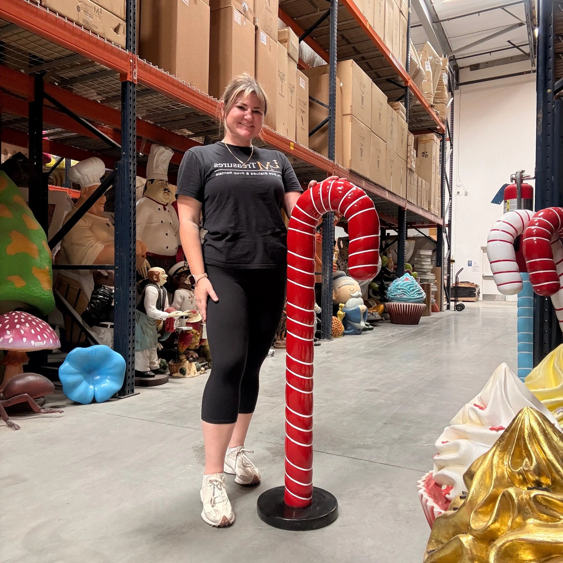 Small Red Cushion Candy Cane Statue S0094-160216-H