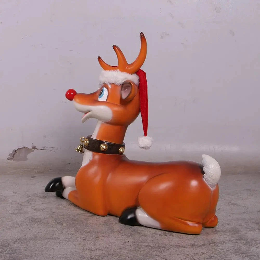 Laying Funny Reindeer Life Size Statue S0215-160234-H