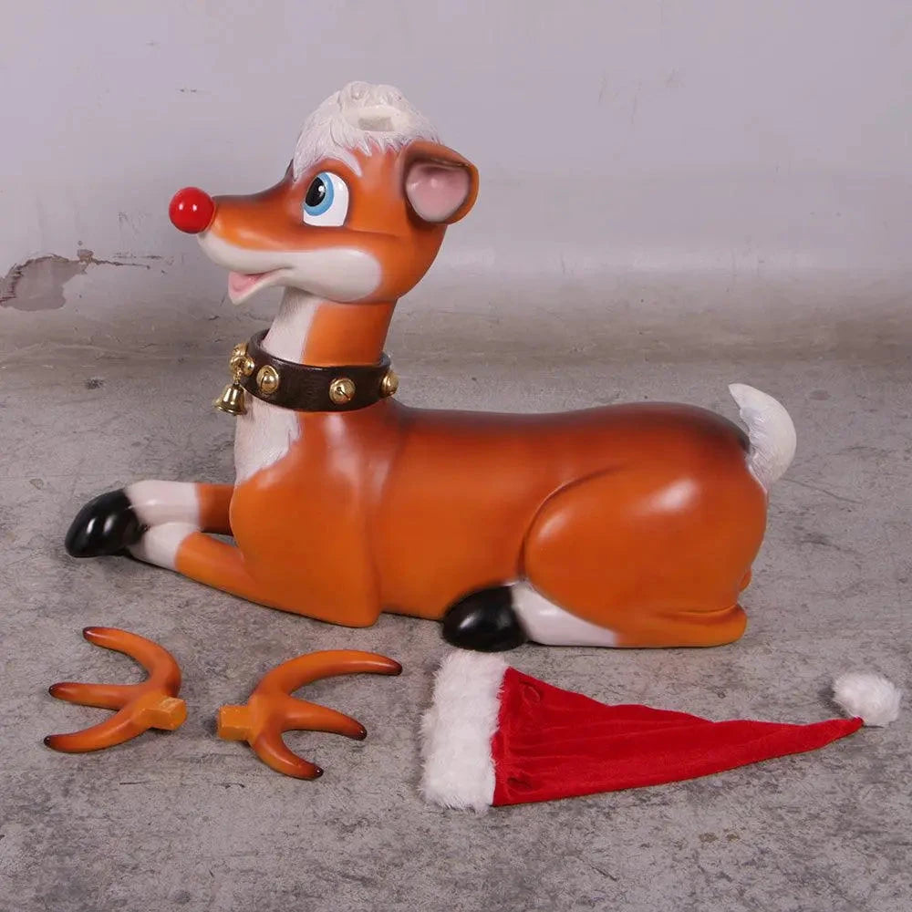 Laying Funny Reindeer Life Size Statue S0215-160234-H