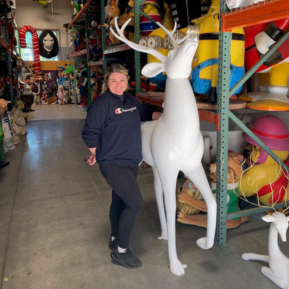 White Royal Stag Reindeer Statue