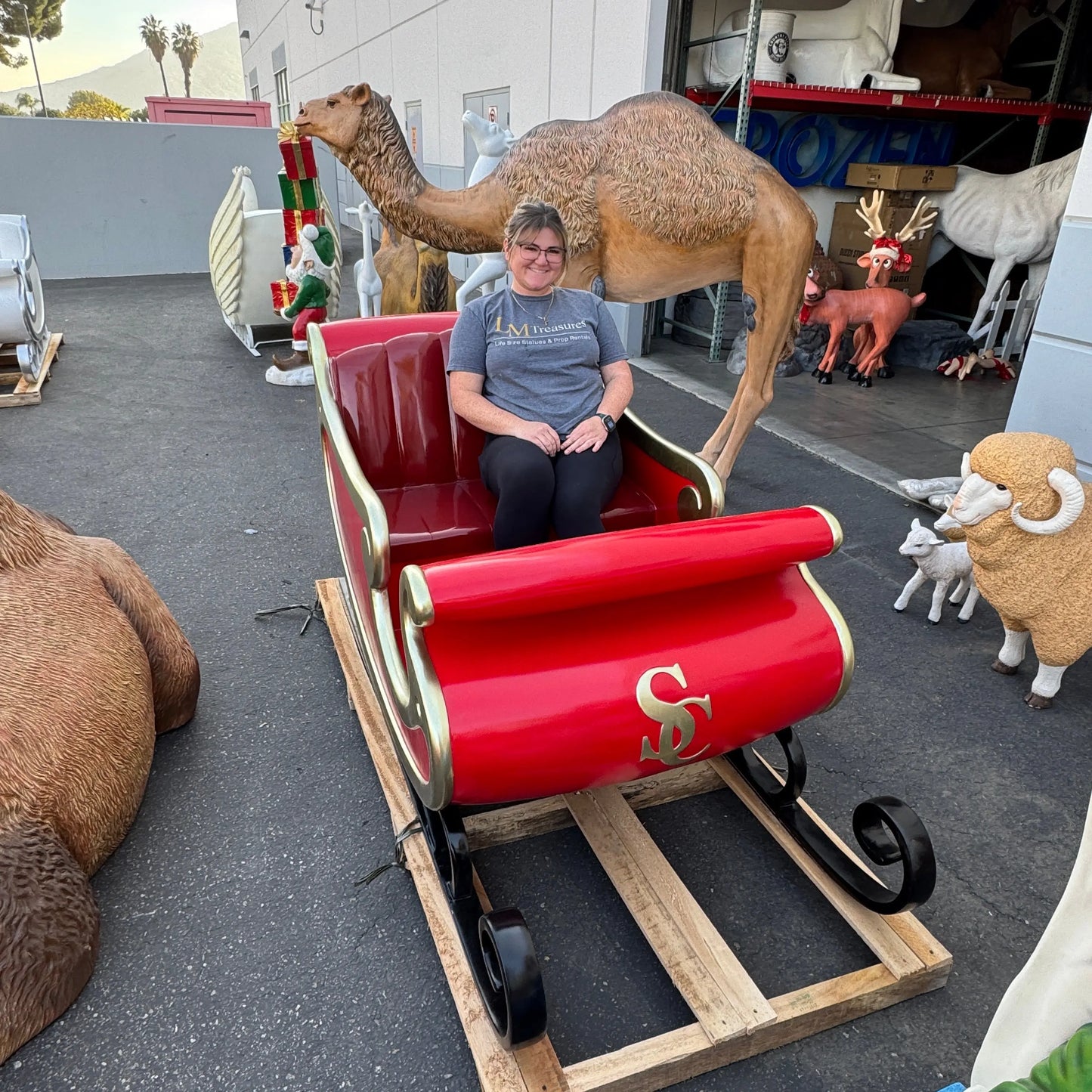 Santa's Sleigh Photo Op Over Sized Statue S0210-160264-H