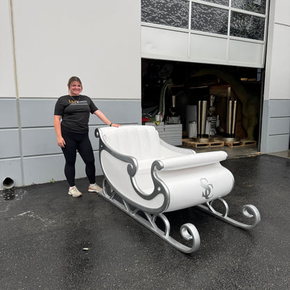 White Santa's Sleigh Photo Op Statue S0210W-160264-H