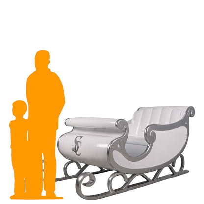 White Santa's Sleigh Photo Op Statue