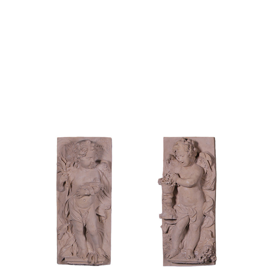 Stone Cherub Wall Panels Set of 2