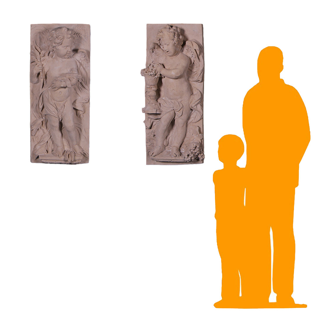 Stone Cherub Wall Panels Set of 2