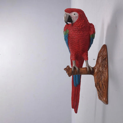 Red Parrot On Branch Statue