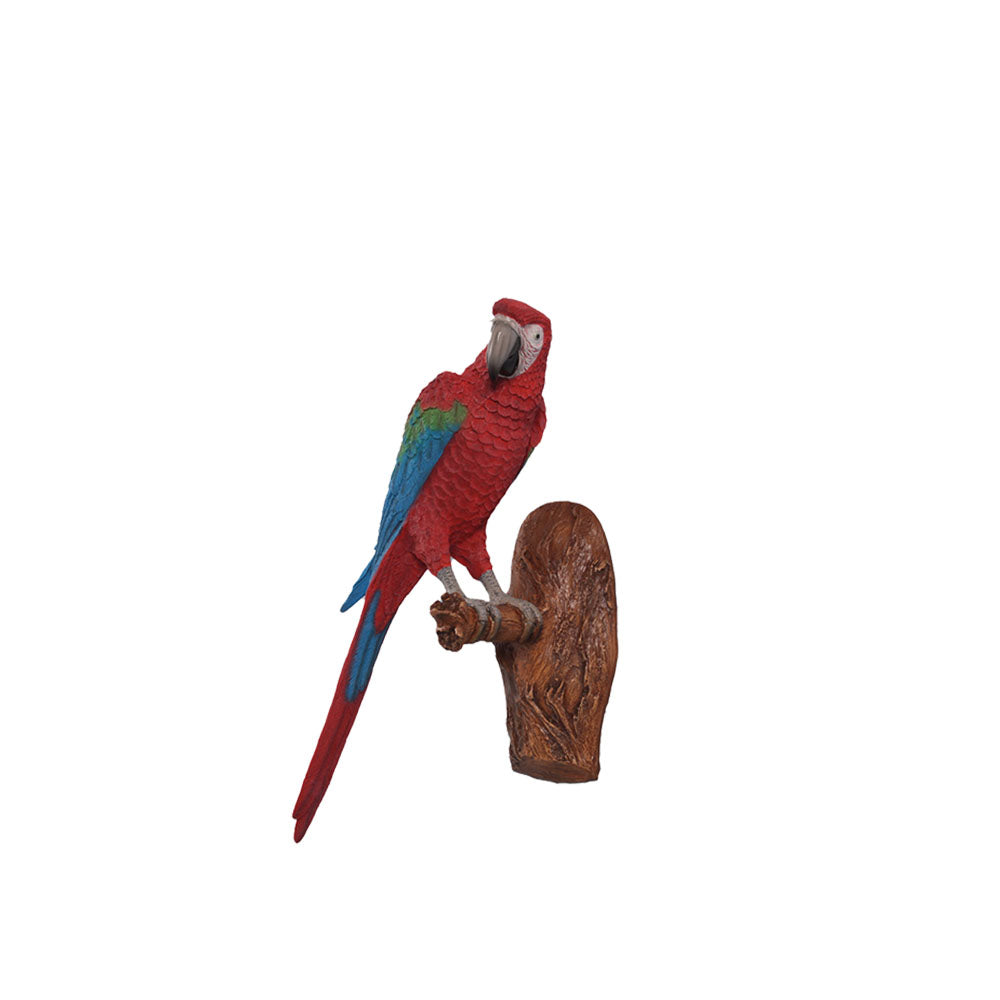 Red Parrot On Branch Statue