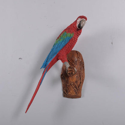 Red Parrot On Branch Statue