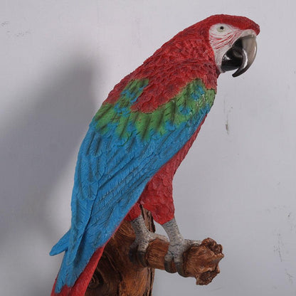 Red Parrot On Branch Statue