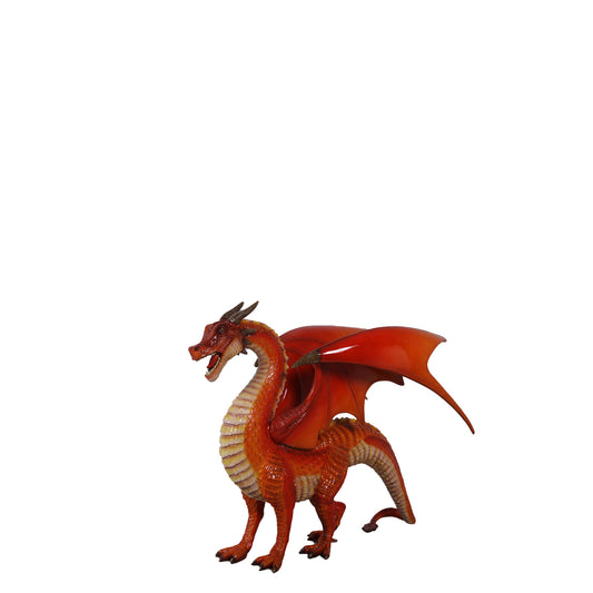 Small Red Dragon Standing Statue