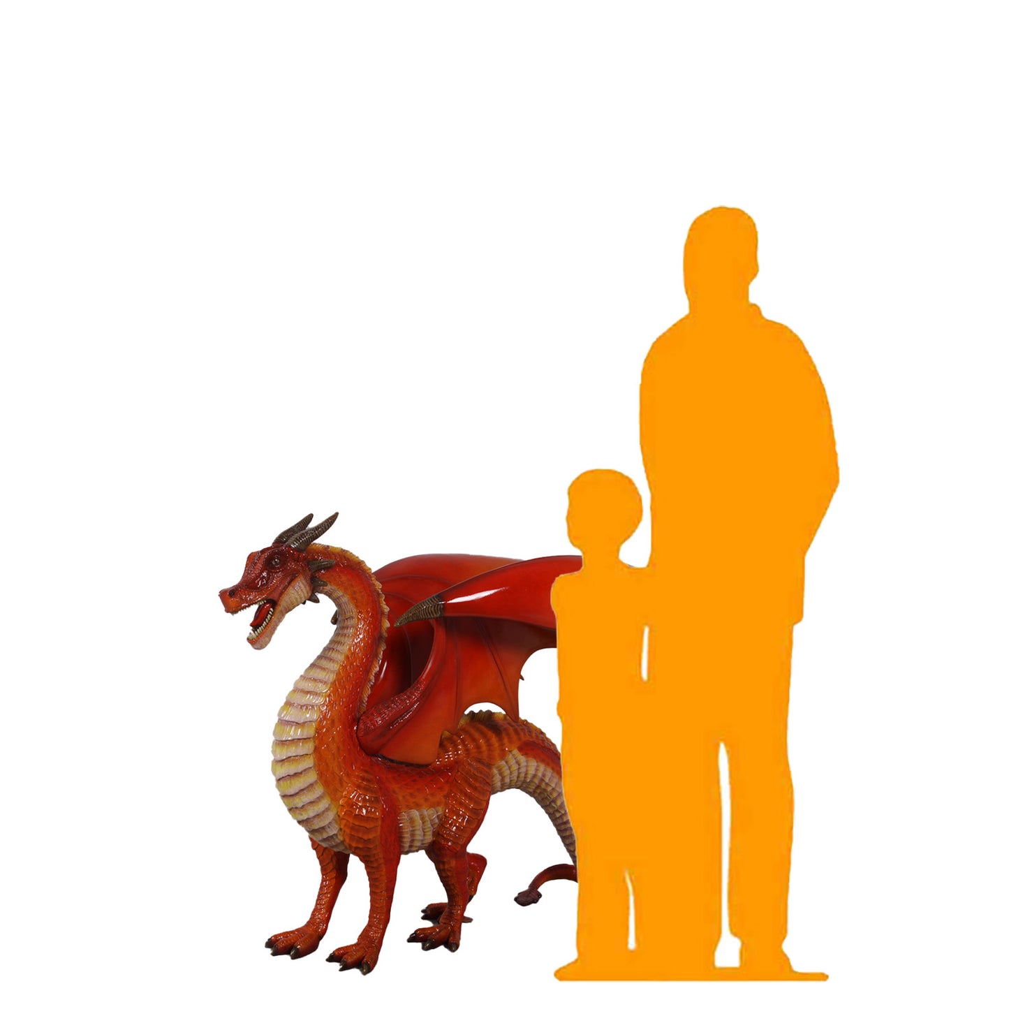 Small Red Dragon Standing Statue