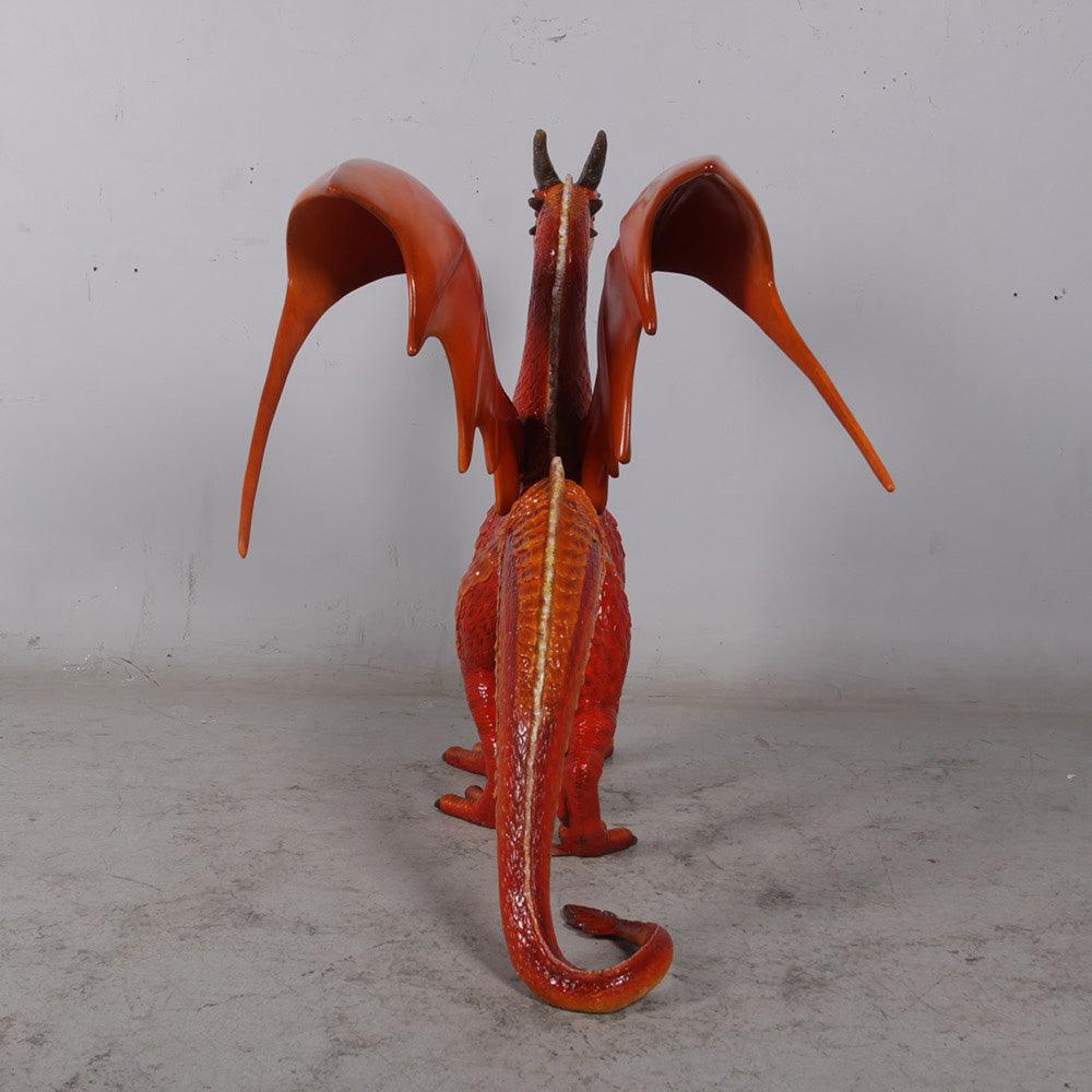 Small Red Dragon Standing Statue