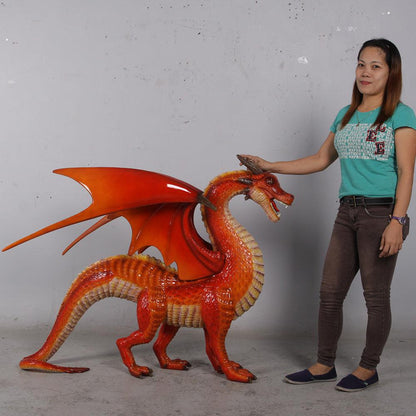 Small Red Dragon Standing Statue