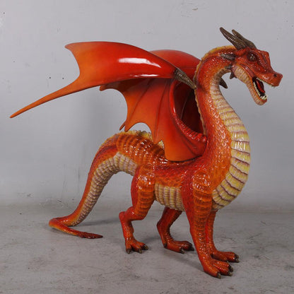 Small Red Dragon Standing Statue