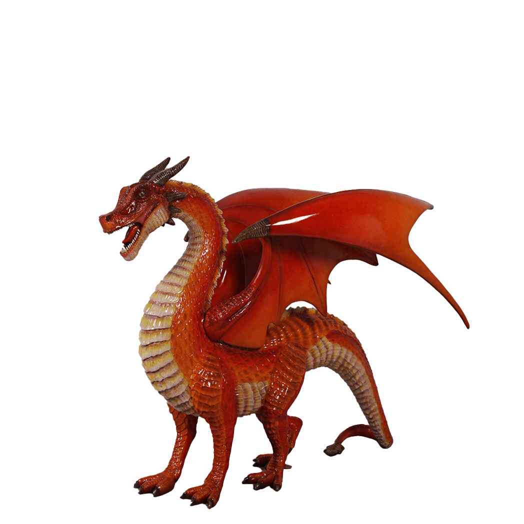 Small Red Dragon Standing Statue - LM Treasures Prop Rentals 