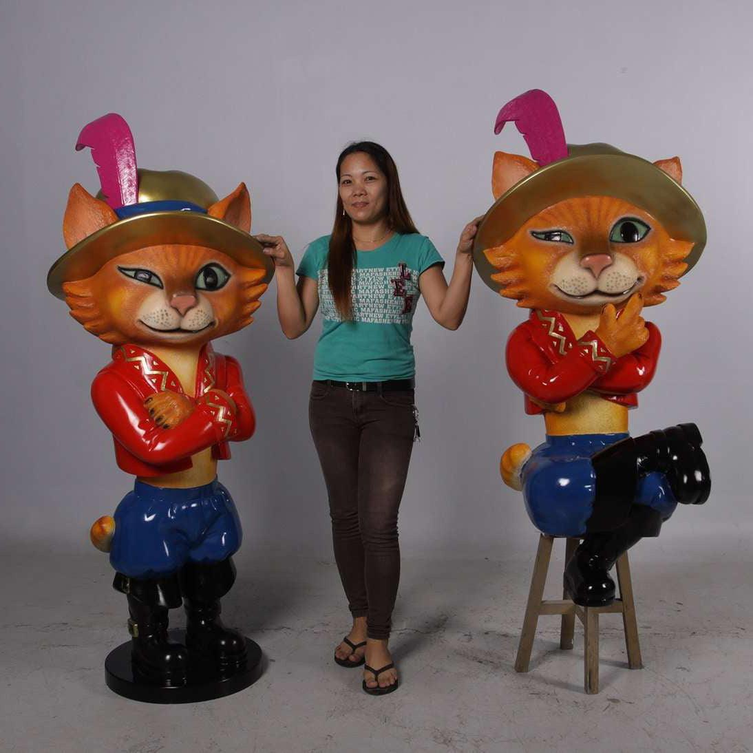 Comic Cat Sitting Life Size Statue